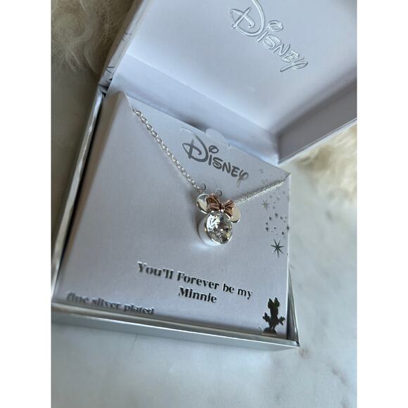 Disney Fine Silver "You'll Forever Be My Minnie" Mouse Necklace - Picture 3 of 8